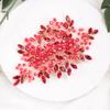 BERYUAN Red Crystal Rhinestone Hair Comb for Women and Girls, Handmade Item, 15*10CM, Fashion Jewelry Hair Accessory, Perfect for Wedding, Party, Daily Life, Red Beads Hair Piece view 1