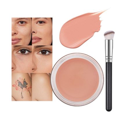 Kaely Pot Concealer Full Coverage Set, Under Eye Brightener Color Correcting Concealer for Dark Circles, Waterproof Foundation Face Makeup Brush Kit, Eye Ring Corrector de ojeras, 06 TAN