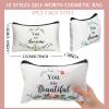 Irenare 30 Pcs Inspirational Makeup Bag Canvas Cosmetic Bag Bulk Employee Appreciation Gifts for Women Bulk Friends Coworker Employee Mom Aunt Faith view 2