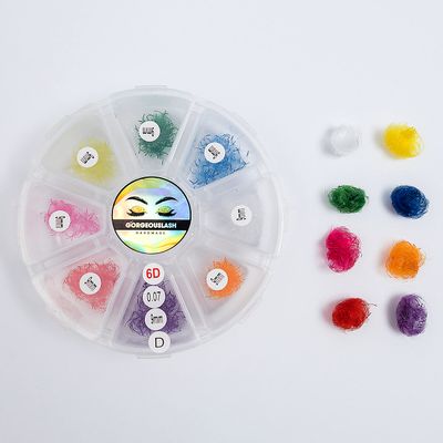 6D Color Lashes, 1000 Premade Volume Fans, Eyelash Extension. Handmade! (D Curl, Mixed Color 9mm)