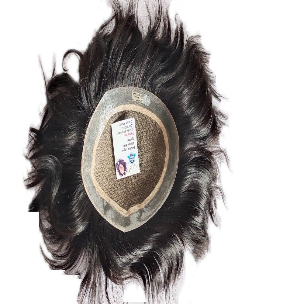 RITZPRIME MIRAGE DOUBLE LAYER FEEL NATURAL HAIR LINE REMY HUMAN HAIR PATCH MEN TOUPEE (10x8)