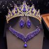 OOGHE Tiaras and Crowns for Women, Fashion Bridal Jewelry Sets with Tiaras Princess Wedding Crown Necklace Earrings Set Bride Costume Accessories (Color : OneColor) view 1