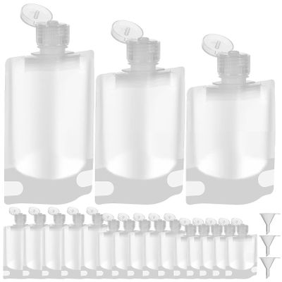 21Pcs Travel Pouches for Toiletries Travel Size with 3 Funnels Portable Containers Refillable Travel Accessories Shampoo Conditioner Lotion Soap Liquids(30ml/ /100ml)