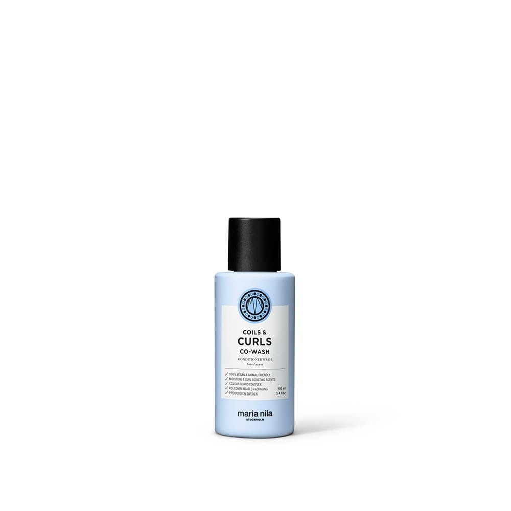 Maria Nila Coils & Curls Co-Wash, 3.4 Fl Oz, For Curly & Wavy Hair, Jojoba oil to Stay Hydrated while Washing, Shea butter for Curl Enhancement, 100% Vegan