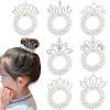 7 Pcs Beaded Hair Accessories: Pearl Crown Ponytail Holders, White Beads Scrunchies, Elastic Bands, Crystal Princess Hair Ropes for Women Girls view 1