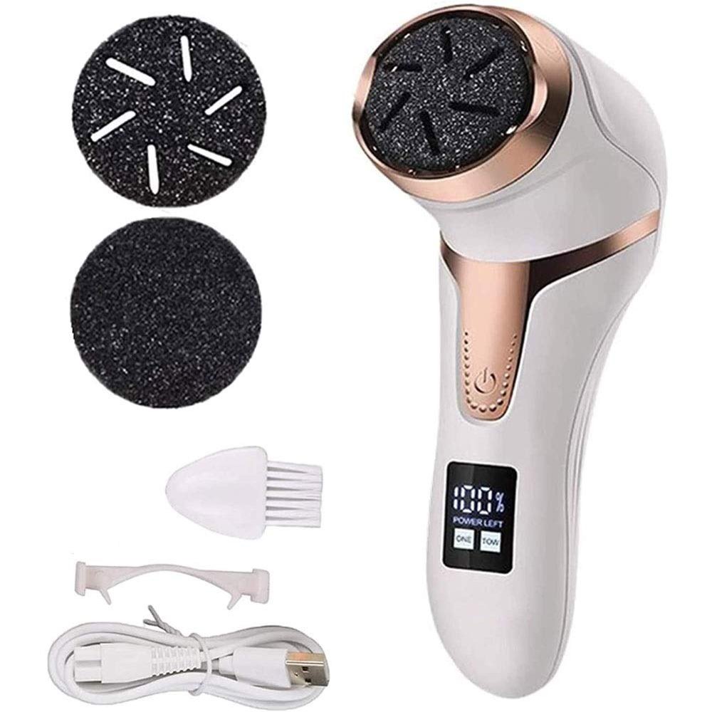 QIYUDS Electric Foot Callus Remover Kit, Rechargeable Foot Sharpener Portable Electronic Foot File Pedicure Tools, Professional Pedicure Feet Care (Color : White)