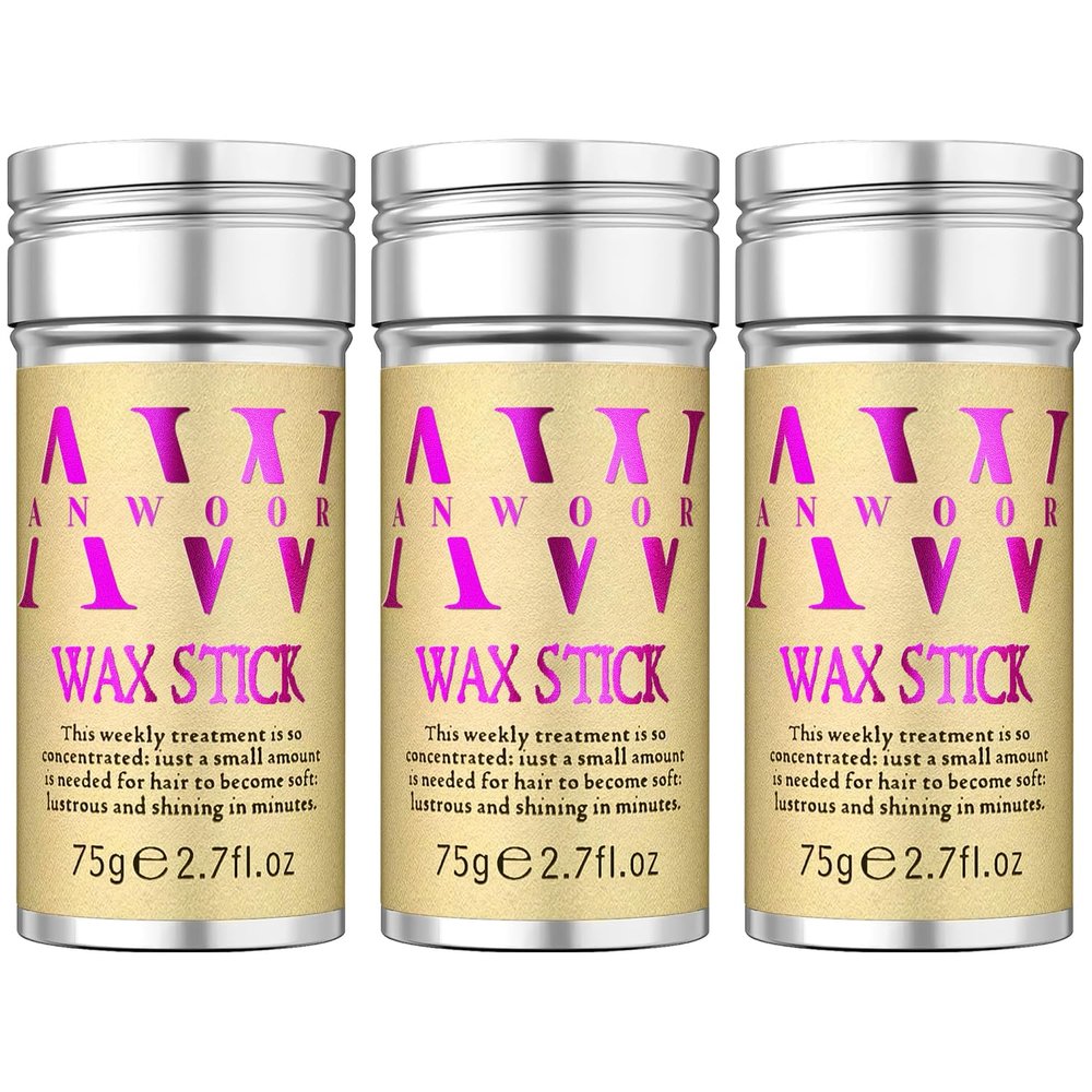 AnWoor Wax Stick for Hair, 3PCS Hair Wax Stick, Hair Gel Stick, Slick Back Hair Stick, Hair Slick Stick for Flyaways, Taming Frizz, Hair Styling Slick Stick for Pomade & No-Greasy