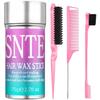 Hair Wax Stick & Slick Back Hair Brush Set - Taming Frizz & Smoothing Flyaways for Kids, Women & Men - Creating Sleek Ponytails, Buns & Defining Edges - Styling Accessories for Teen Girls Gift view 1