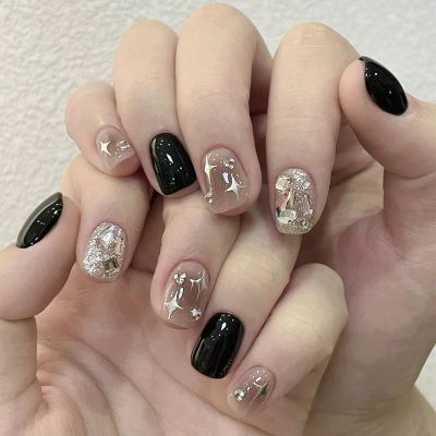 Nail Meow Handmade Press on Nails Short Length- GalaxyLuxury Reusable Seven Layers Gel UV Finish Fake Nail Tips, Nail Art with Design by Licensed Manicurist