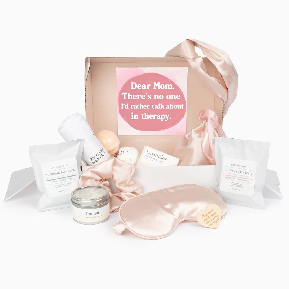 Dear Ava Spa Gifts for Women | Organic Self Care luxury Anti Stress Relaxing Bath and Body Kit Set Basket Box for Her with Heartfelt Card - Premium Spa Gift Boxes for Mom