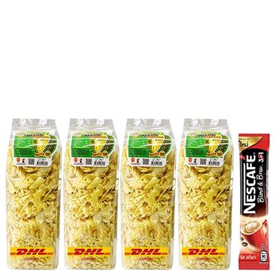 SHIPPING BY DHL Fried Durian Chips Yellow Crispy Monthong OTOP Thailand Fruit Exotic Snack Vegan Free Coffee (Packs of 4) By Beautygoodshop [Get Free For You Beauty Gifts]