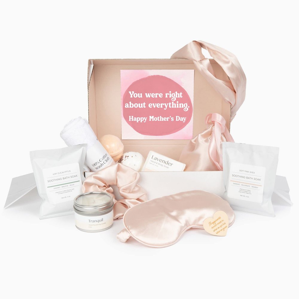 Dear Ava Spa Gifts for Women | Organic Self Care luxury Anti Stress Relaxing Bath and Body Kit Set Basket Box for Her withHeartfelt Card | Mothers Day Spa Gift Boxes for Mom