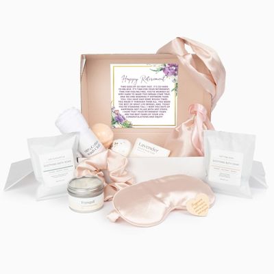 Dear Ava Spa Gifts for Women | Organic Self Care luxury Anti Stress Relaxing Bath and Body Kit Set Basket Box for Her with Heartfelt Card | Retirement Spa Gift for Women