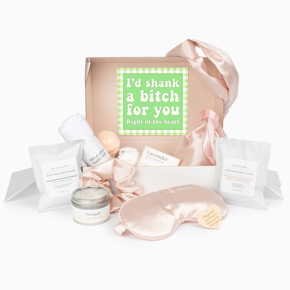 Dear Ava Spa Gifts for Women | Organic Self Care luxury Anti Stress Relaxing Bath and Body Kit Set Basket Box for Her with Heartfelt Card | Funny Spa Gift for Girls