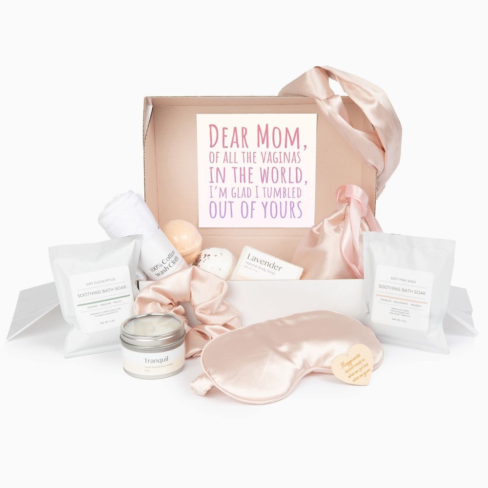 Dear Ava Spa Gifts for Women | Organic Self Care luxury Anti Stress Relaxing Bath and Body Kit Set Basket Box for Her with Heartfelt Card | Premium Spa Gift for Mom