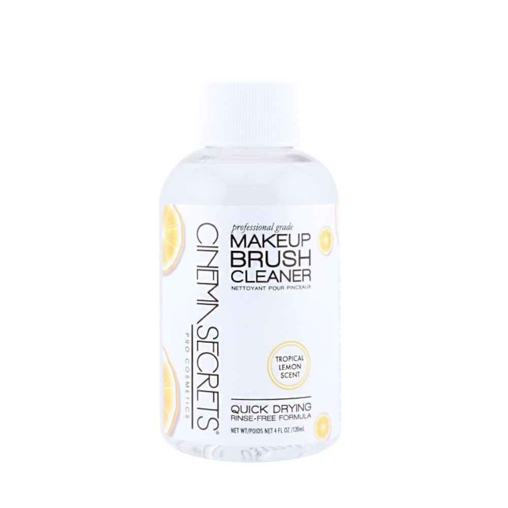 Cinema Secrets Original Makeup Brush Cleaner Solution - Professional Cleanser for Makeup Brushes - Quick-Drying, Rinse-Free Formula - Removes Stubborn Waterproof Make Up - Lemon (4 fl oz)