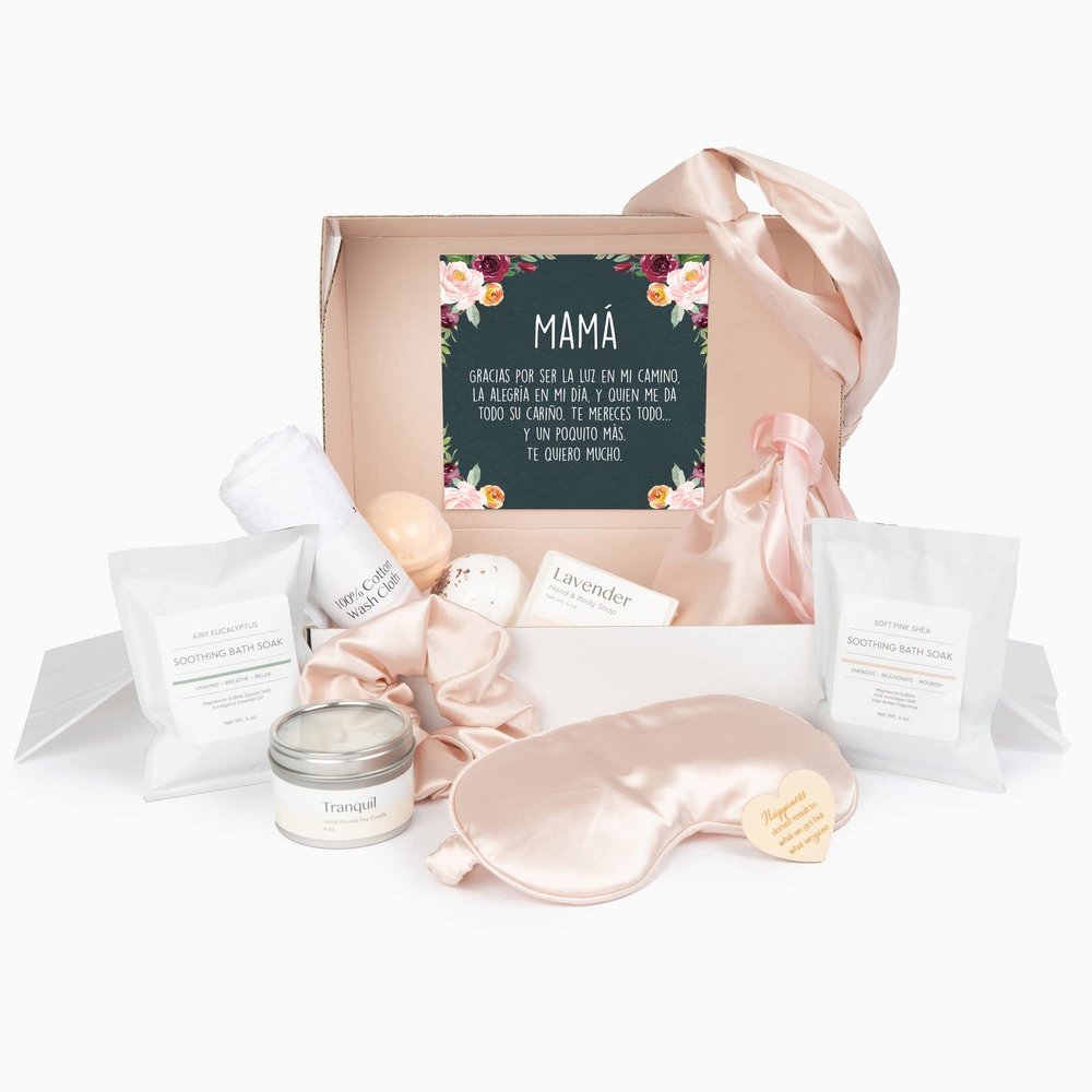Dear Ava Spa Gifts for Women | Organic Self Care luxury Anti Stress Relaxing Bath and Body Kit Set Basket Box for Her with Heartfelt Card | Premium Spa Gift for Moms