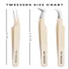 Fiber Tip Lash Tweezers- Pack of 3 Eyelash Extension Tweezers Professional- Lash Tweezers. (Light Nude) view 2