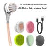 ACULIP Body Scrubber Shower Scrubber for Body, Electric Bath Shower Brush Body Brush Cleaning Massage Scrub Remove Exfoliating Modes Waterproof Long Handle Spa Tool (Color : Blue) view 2