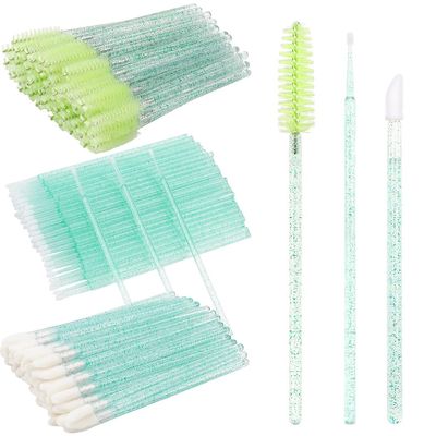 300 PCS/Sets Eyelash Extension Supplies Disposable Micro Swab Brush Match Eyebrow Spoolie Lip Brush Mascara Wand Applicator Mascara Applicator eyelashes Tool (all green handle)