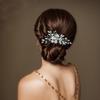 LOVFOIVER Rhinestone Wedding Hair Comb Pearls and Crystal Bridal Hair Piece Wedding Flower Hair Accessories for Women and Girls view 2