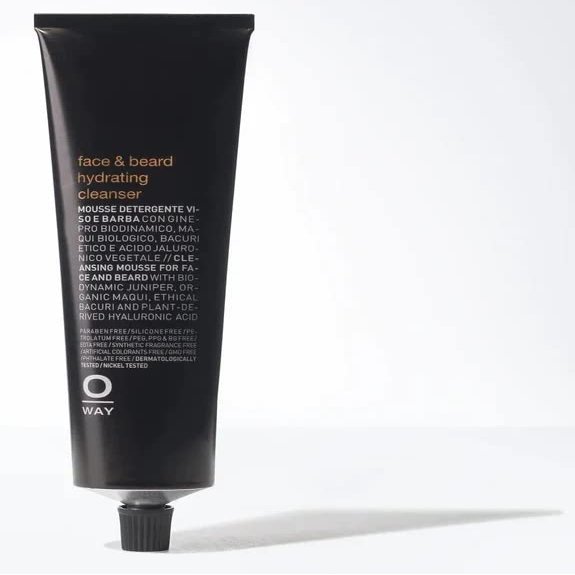 Sleekshop Comb + 0way FACE & BEARD HYDRATING CLEANSER, Cleansing Mousse for Facial Skin and Hair, Made in Italy, Biodynamic Ingredients (w/SLEEKSHOP Pin Comb) (5 ounce)