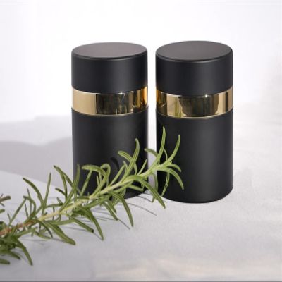 Set of Two Matte Black Airless Moisturizer Pump Dispensers (1.5 oz.) - Home & Travel Containers for Creams, Lotions Jar