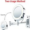 NOVOCE Vanity Mirror, 6" Diameter Bathroom Shaving Makeup Mirror with LED Lights Wall Mount Two Sides Extendable Rotate Cosmetic Mirror Magnifying 7X view 3