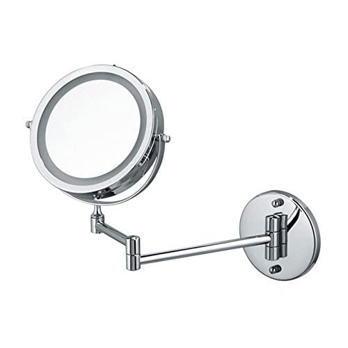 NOVOCE Wall Mount LED Lighted Makeup Mirror, Dual-Sided 1X/5X Magnification 360 Swivel Extendable Bathroom Cosmetic Vanity Mirror Chrome Finish Powered by Batteries