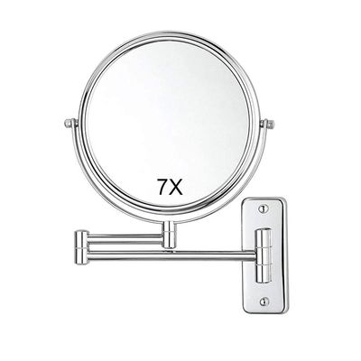 8 Inch Wall-Mounted Shaving Mirror 7X Magnification + Normal Double Side Cosmetic Make up Bathroom Makeup Mirror Extending Folding and Chrome Finished