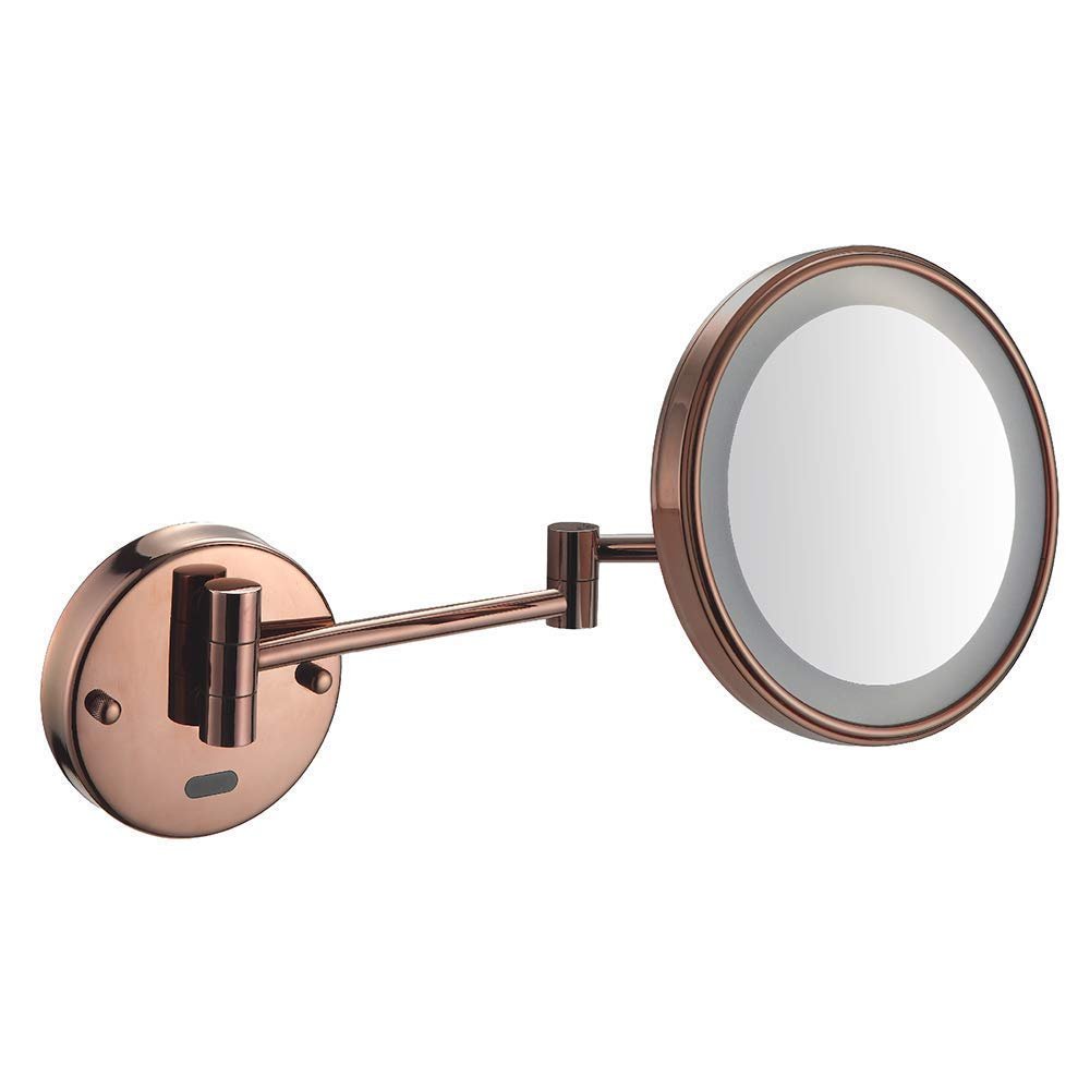 NOVOCE 8 inch LED Light Wall Mount Vanity Makeup Mirrors Double Sided Human Body Induction Magnifying Bathroom Shaving Adjustable Arms Cosmetic Mirror