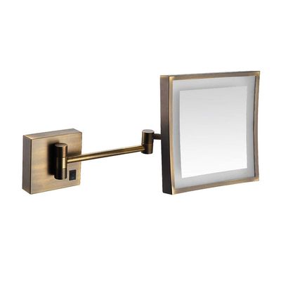 8-Inch Lighted Wall Mount Makeup Mirror, 3X Magnification, 4.3-Inch Extension, 360 Degree Swivel Rotation, Extendable Arm, Rechargeable Plug and Cordless, for Bathroom ( Color : Antique Color , Size :