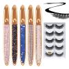 2023 New Self-Adhesive Eye Liner Eyelash Glue Pencil-with 5 Pairs False Eyelashes. Magic Self-Adhesive Long-Lasting Eye Liner Eyelash Glue Pen, Liquid Eye Liner Pen, Non Magnetic (5PCS) view 1