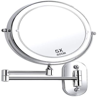 NOVOCE Makeup Mirror, Wall Mount LED Lighted 10X Magnifying Cosmetic Mirror 360 Swivel Extendable Two Sided Vanity Mirror, Powered by 4 x AAA Batteries 8 inch