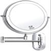 NOVOCE Makeup Mirror, Wall Mount LED Lighted 10X Magnifying Cosmetic Mirror 360 Swivel Extendable Two Sided Vanity Mirror, Powered by 4 x AAA Batteries 8 inch view 1