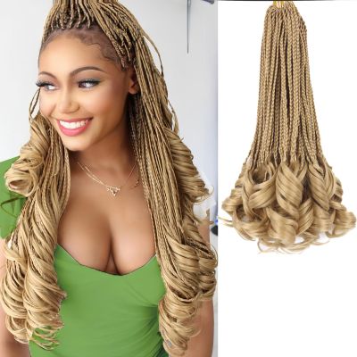 French Curl Braiding Hair Blonde 24 Goddess Box Braids Crochet Hair for Black Women Pre Looped French Curly Braiding Hair 14 Inch Curly Crochet Hair French Curls Spiral Braids(#24)