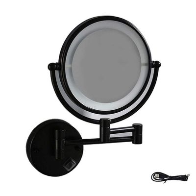 NOVOCE LED Lighted Wall Mount Makeup Mirror Two-Sided, 8-Inch Extension Wall Mount Mirror, 360 Degree Swivel Bathroom Mirror, 3X Magnification Wall Mounted Vanity Mirror, 11" Extension