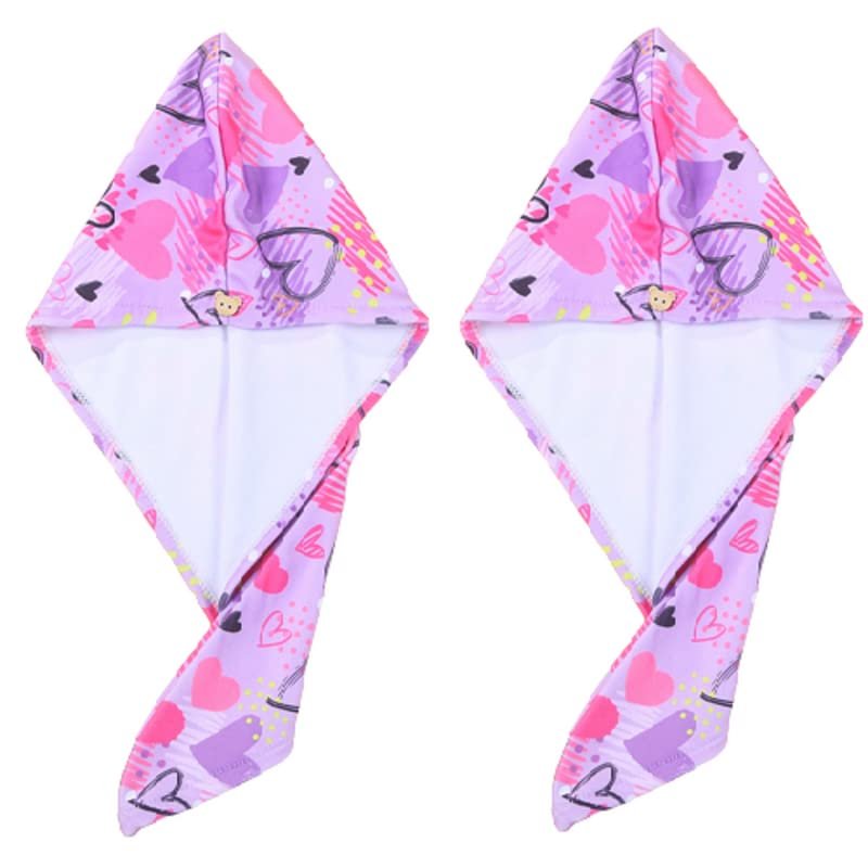 2 Pack Hair Drying Towel for Kids Toddler Girls Microfiber Quick Drying Towel Hat Wrap Super Absorbent Twist Turban Cap Cartoon Wrapped Bath Hair Dry Hat