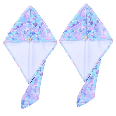 2 Pack Hair Drying Towel for Kids Toddler Girls Microfiber Quick Drying Towel Hat Wrap Super Absorbent Twist Turban Cap Cartoon Wrapped Bath Hair Dry Hat