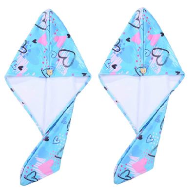 2 Pack Hair Drying Towel for Kids Toddler Girls Microfiber Quick Drying Towel Hat Wrap Super Absorbent Twist Turban Cap Cartoon Wrapped Bath Hair Dry Hat
