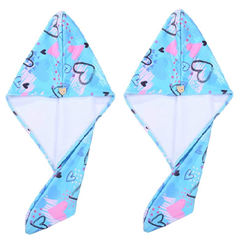2 Pack Hair Drying Towel for Kids Toddler Girls Microfiber Quick Drying Towel Hat Wrap Super Absorbent Twist Turban Cap Cartoon Wrapped Bath Hair Dry Hat