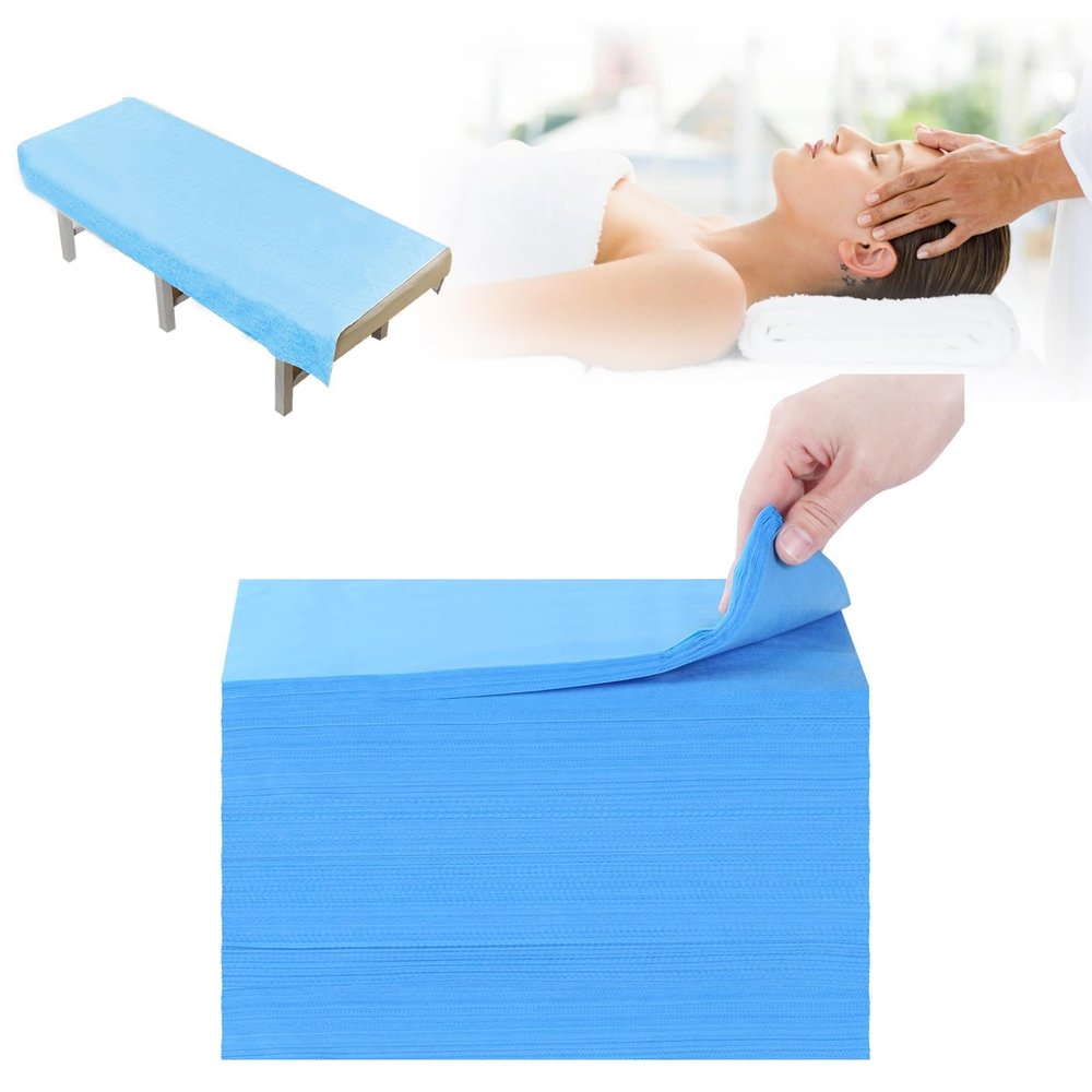 200Pcs Disposable Bed Sheets, 31''x71'' Waterproof Massage Table Sheets, Non-Woven Fabric Massage Table Cover, Breathable Protector Bed Cover for Massage Therapy Tattoo Beauty Salon (blue200pcs)