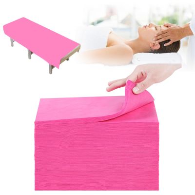 100Pcs Massage Table Sheets, 31''x71'' Waterproof Disposable Bed Sheets, Non-Woven Fabric Massage Table Cover, Breathable Protector Bed Cover for Massage Therapy Tattoo Beauty Salon (Pink)