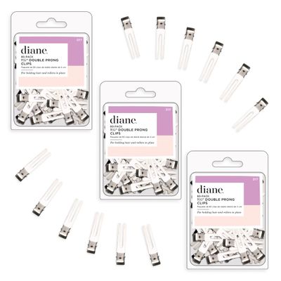Diane Double Prong Hair Clips for Women, Girls For Holding Rollers or Hair 1.75 Inches Long Silver D17 (Pack of 240)