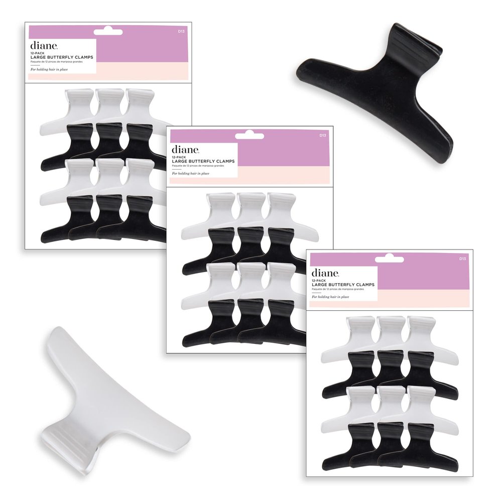 Diane Large Butterfly Clamps Hair Clips for Women and Girls 3.25 Black and White D13 (Pack of 36)