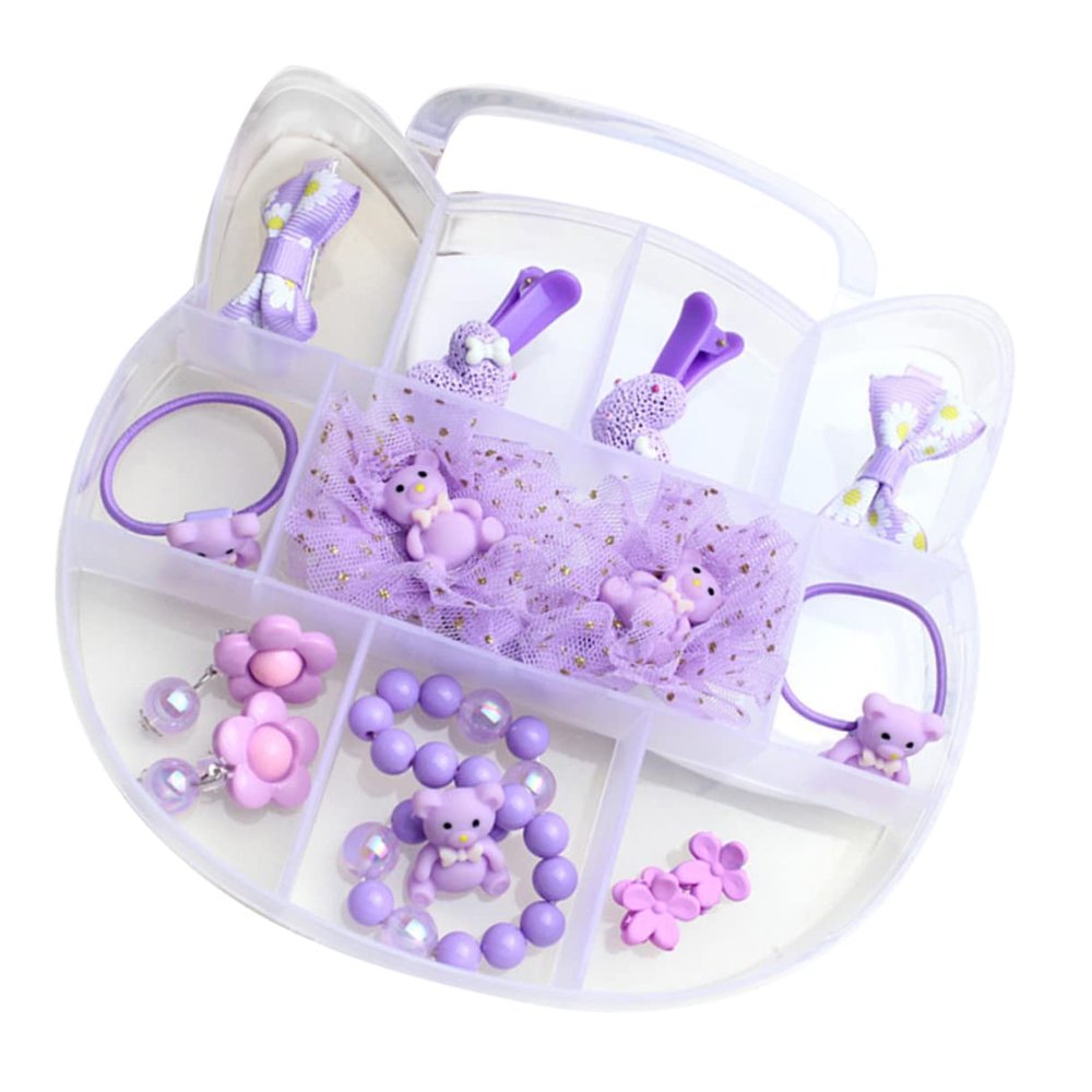 minkissy 1 Set Stylish Kids Hair Accessories Creative Kids Headwear Purple Bear Princess Bracelet for Girls for Birthday Christmas New Year