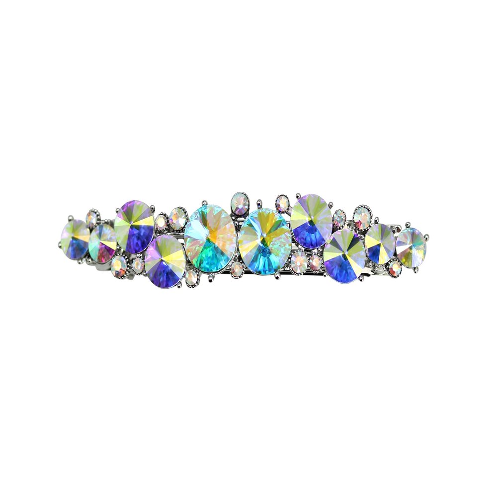 Faship AB Premium Rhinestone Crystal Floral Small Hair Barrette Clip