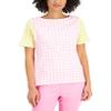 Charter CIub Cotton Gingham Boat-Neck Top Bubble Bath Combo M view 1