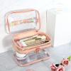 Double Layer Clear Cosmetic Bag, Large Makeup Bag Portable Travel Makeup Handbag Organizer Transparent Toiletry Bag for Men Women/536 (Color : Pink) view 2