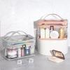 Double Layer Clear Cosmetic Bag, Large Makeup Bag Portable Travel Makeup Handbag Organizer Transparent Toiletry Bag for Men Women/536 (Color : Pink) view 3